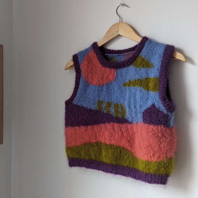 Pull sans manche Sunrise - Patron de tricot - Intarsia