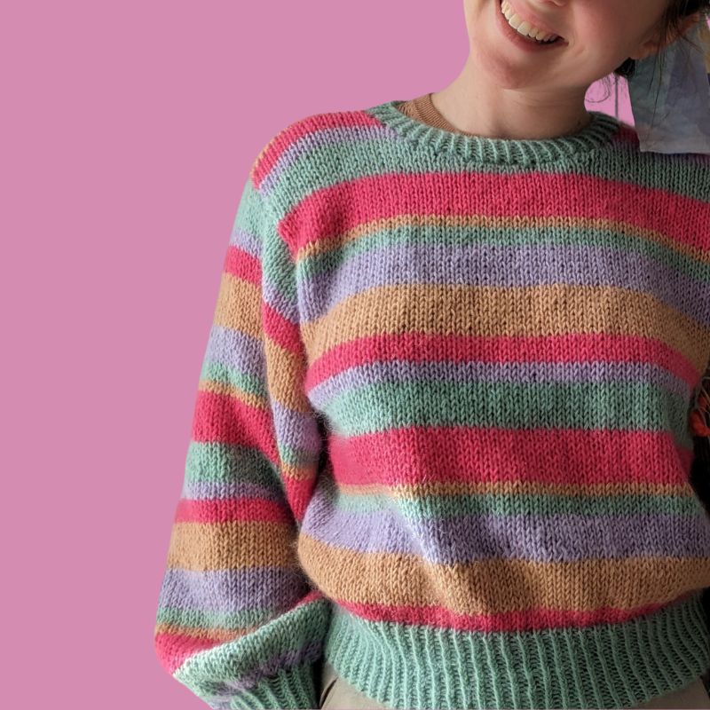 Tricot gratuit : le pull rayé enfant