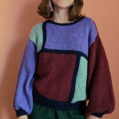 Pull Mondrian - Patron de tricot - Intarsia
