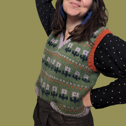 Tulpenweste - Ärmelloser Pullover - Strickanleitung