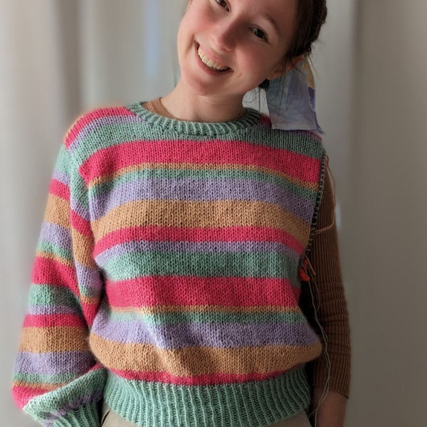 Pull En Tricot Rayé Décontracté