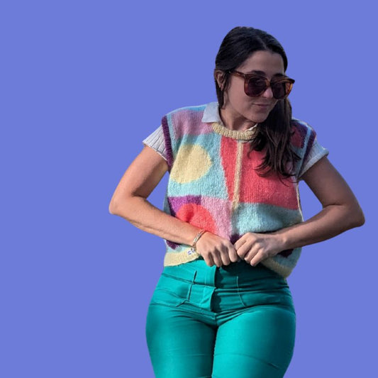 Pull sans manche Vasarely - Patron de tricot - Intarsia