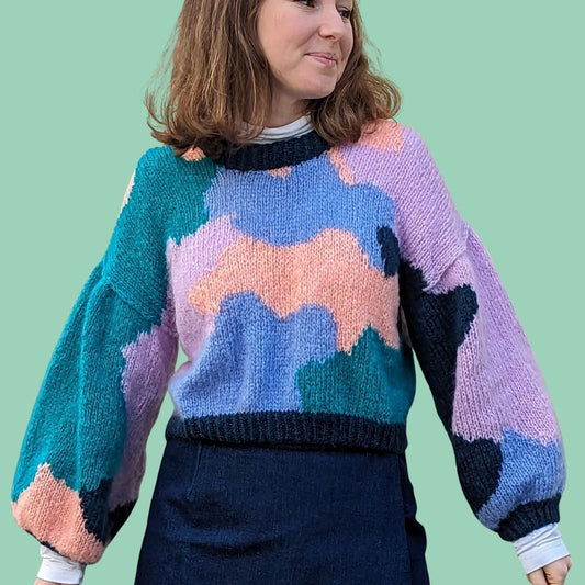 Splashie Pullover - Strickanleitung - Intarsia